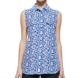 EQUIPMENT Blue Snake Print Silk Top
